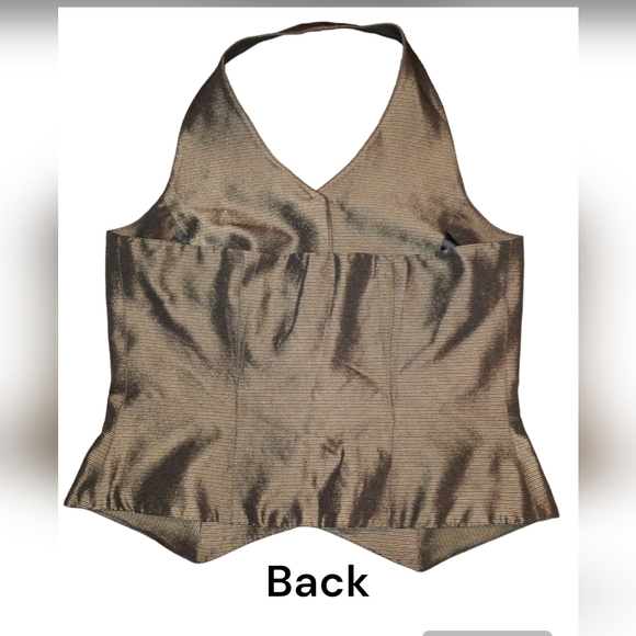 Alfani halter vest brown, black, and gold mini horizontal lines. Size 6 - Picture 2 of 4
